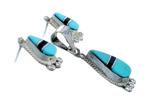 Zuni Multicolor Inlay Pendant Earrings Jewelry Set NX11721